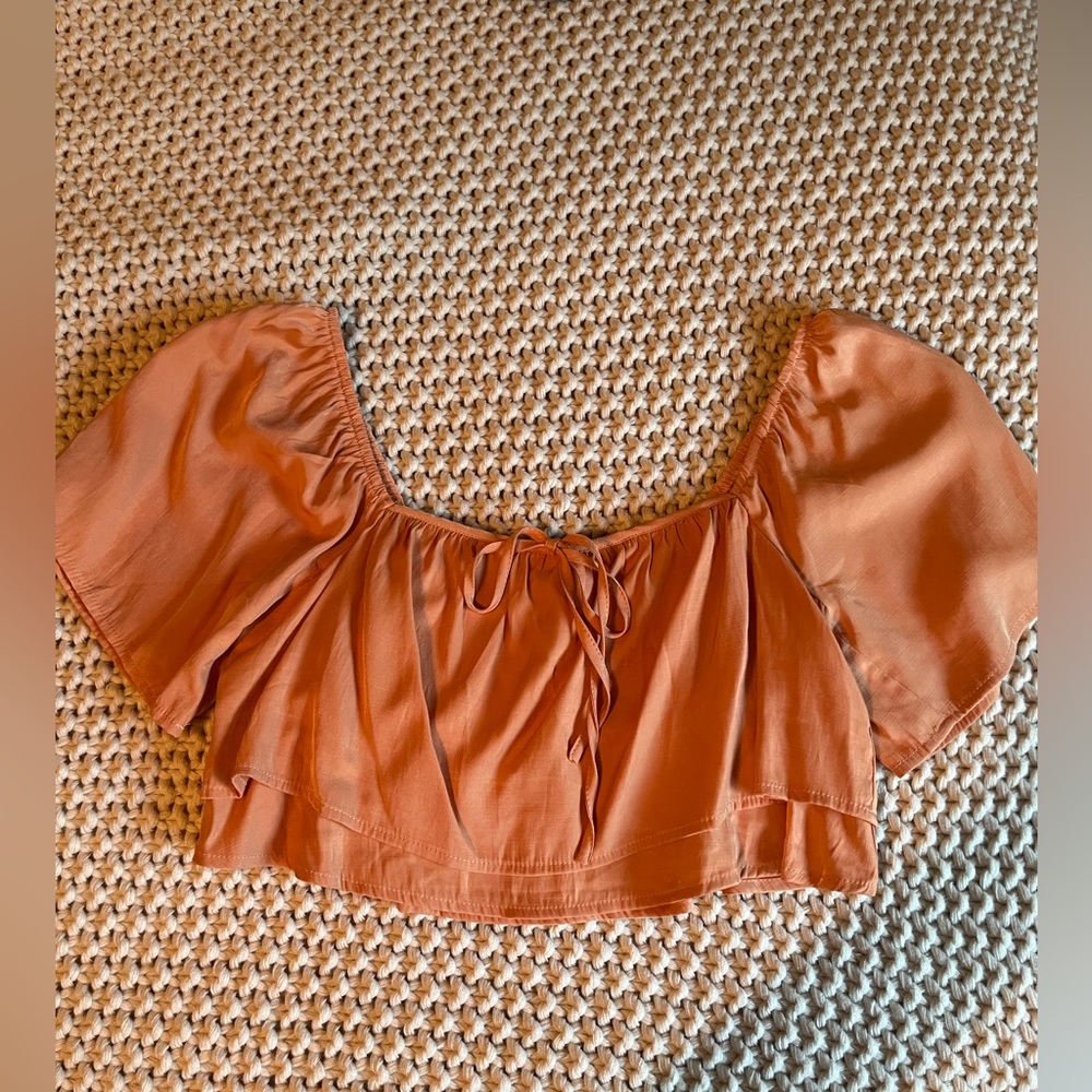 Rust crop top- off the shoulder or on - boutique